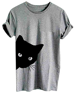 Camiseta Griss Ketamyy con Gato Negro