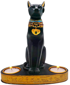Figura de Gato Egipcio con Portavelas