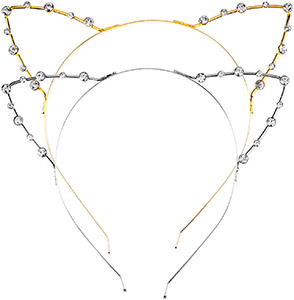 Diademas metálicas con orejas y cristales
