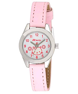 Reloj de pulsera para niña con gato rosa