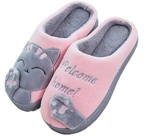 Zapatillas gato welcome home rosa y gris