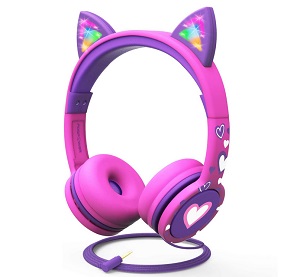 Cascos para niños con orejas de gato violeta