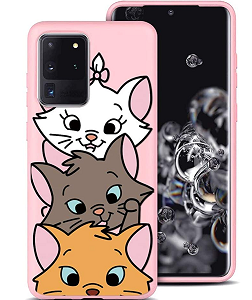 Funda Samsung galaxy A12 silicona rosa tres gatitos 