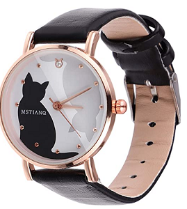 Reloj de pulsera con gato negro 