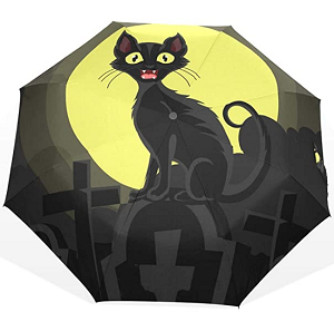 Paraguas compacto gato negro y luna