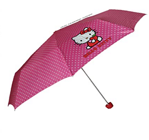 Paraguas de Hello kitty plegable lunares rosa 
