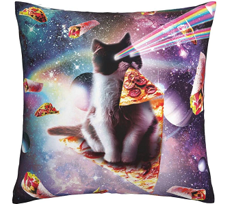 Funda de Cojín de gato espacio con pizza