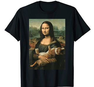 Camiseta Mona Lisa con gato