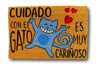 Felpudo de gato azul feliz 