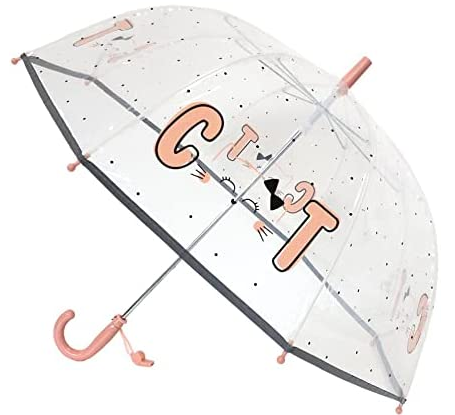 Paraguas transparente gato y lunares