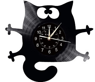Reloj de vinilo pared gato chafado