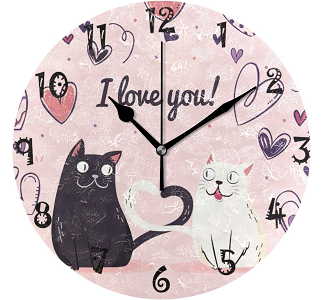 Reloj pared gatos amorosos
