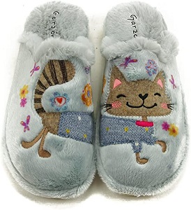 zapatillas de invierno tipo pantuflas gato feliz