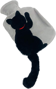 Bolsa de agua caliente gato negro con colita