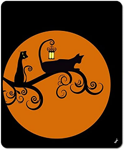 Alfombrilla ratón dos gatos negros con luna llena