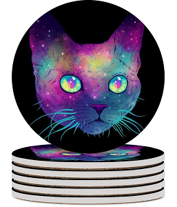 Posavasos cerámica gato galaxia 6 unidades