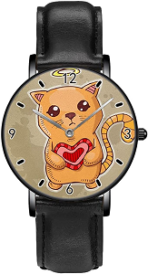 Reloj de pulsera gatito con corazón