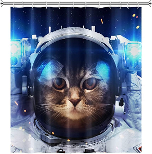 Cortina de baño gatito astronauta 