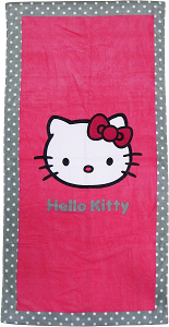 Toalla terciopelo de algodón rosa de Hello kitty