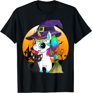 Camiseta Halloween gato con unicornio