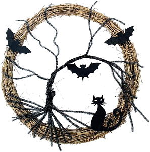 Corona de Halloweeen para puertas de gato