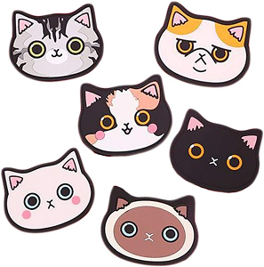 Posavasos de silicona con caras de gatos