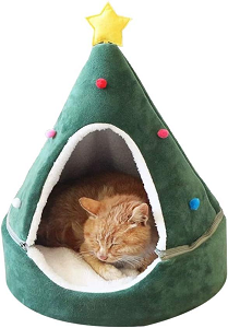 Navidad cama de gato en forma de árbol