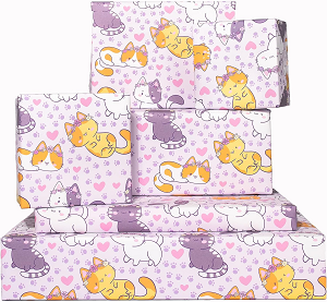 Papel de regalo rosa con gatos lindos
