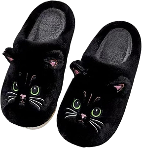 zapatillas de invierno gato negro